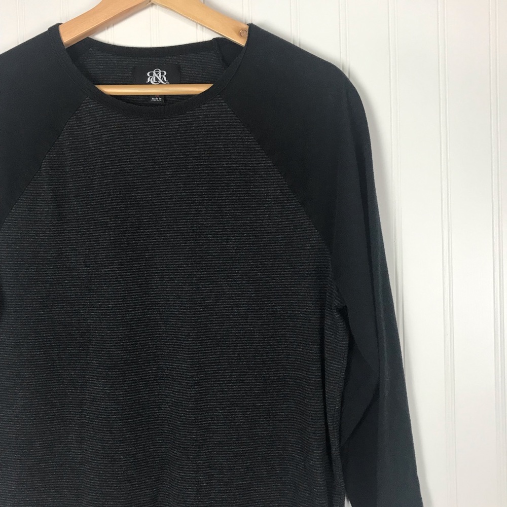 Rock & Republic Black/Gray Baseball 3/4 Sl. Shirt